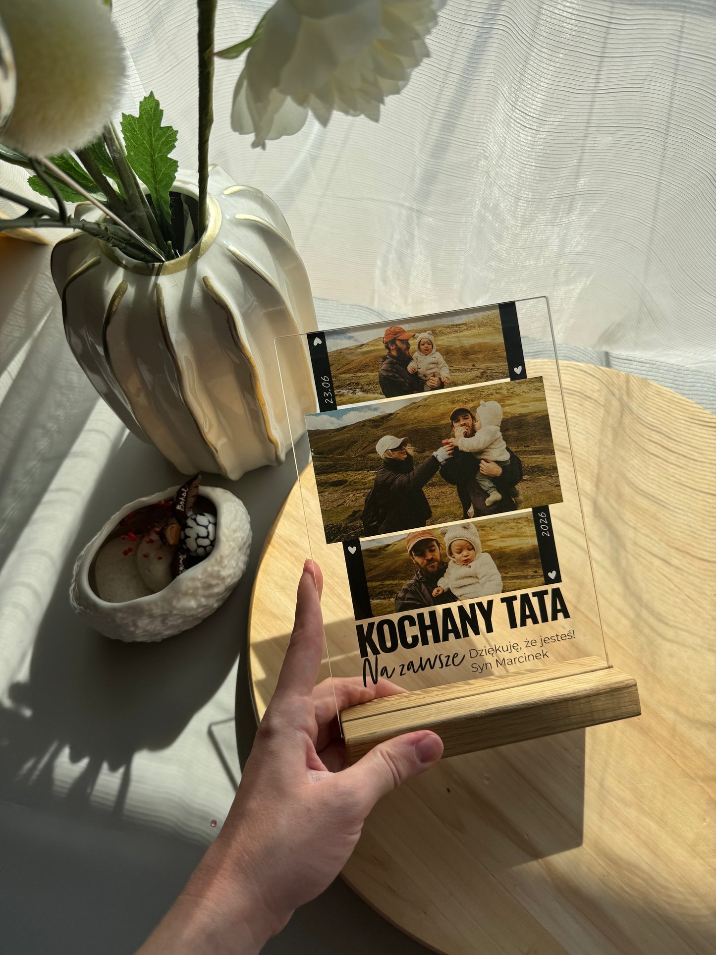 Personalizowana Tabliczka "Tata w Trzech Kadrach"