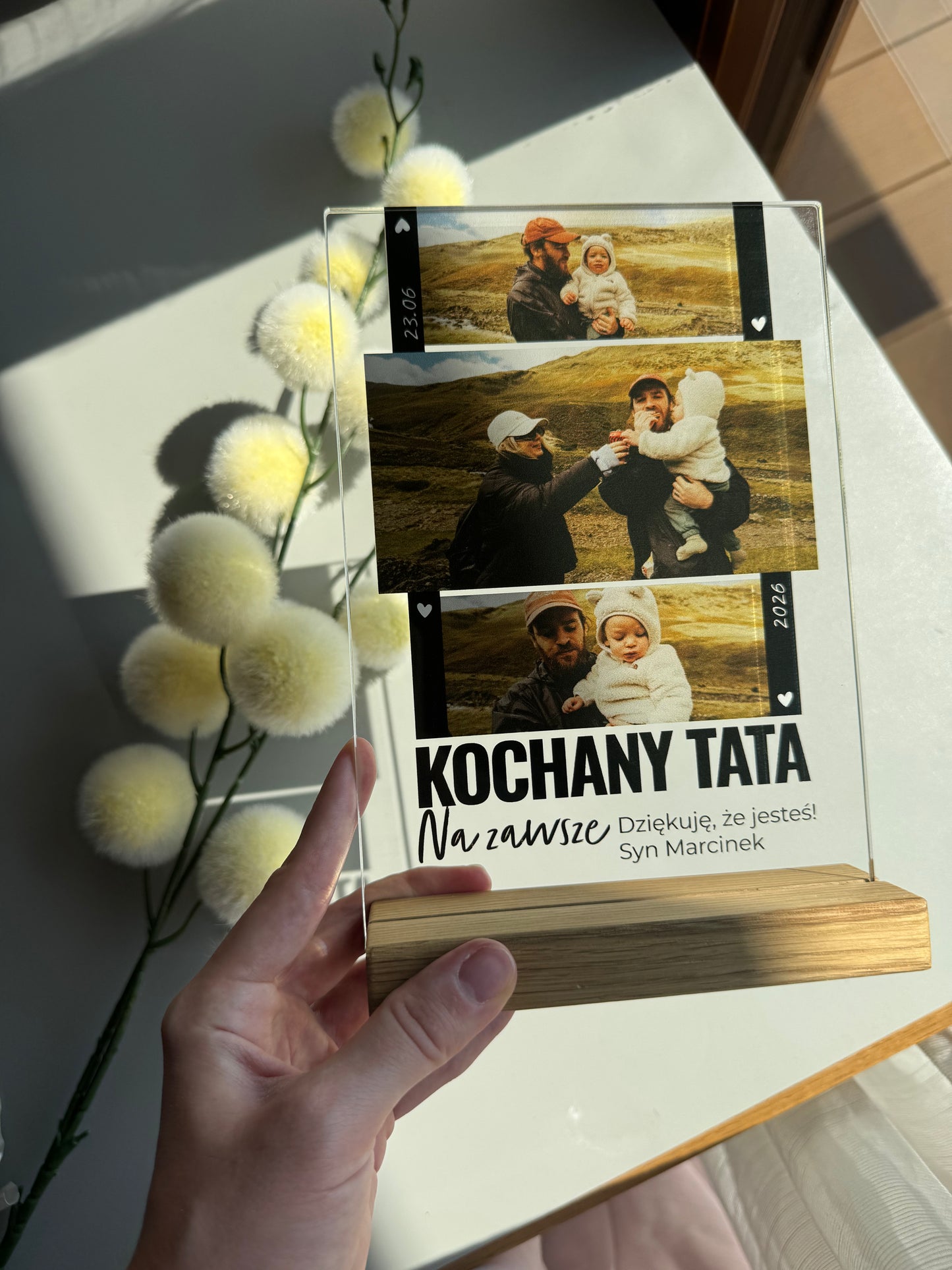 Personalizowana Tabliczka "Tata w Trzech Kadrach"