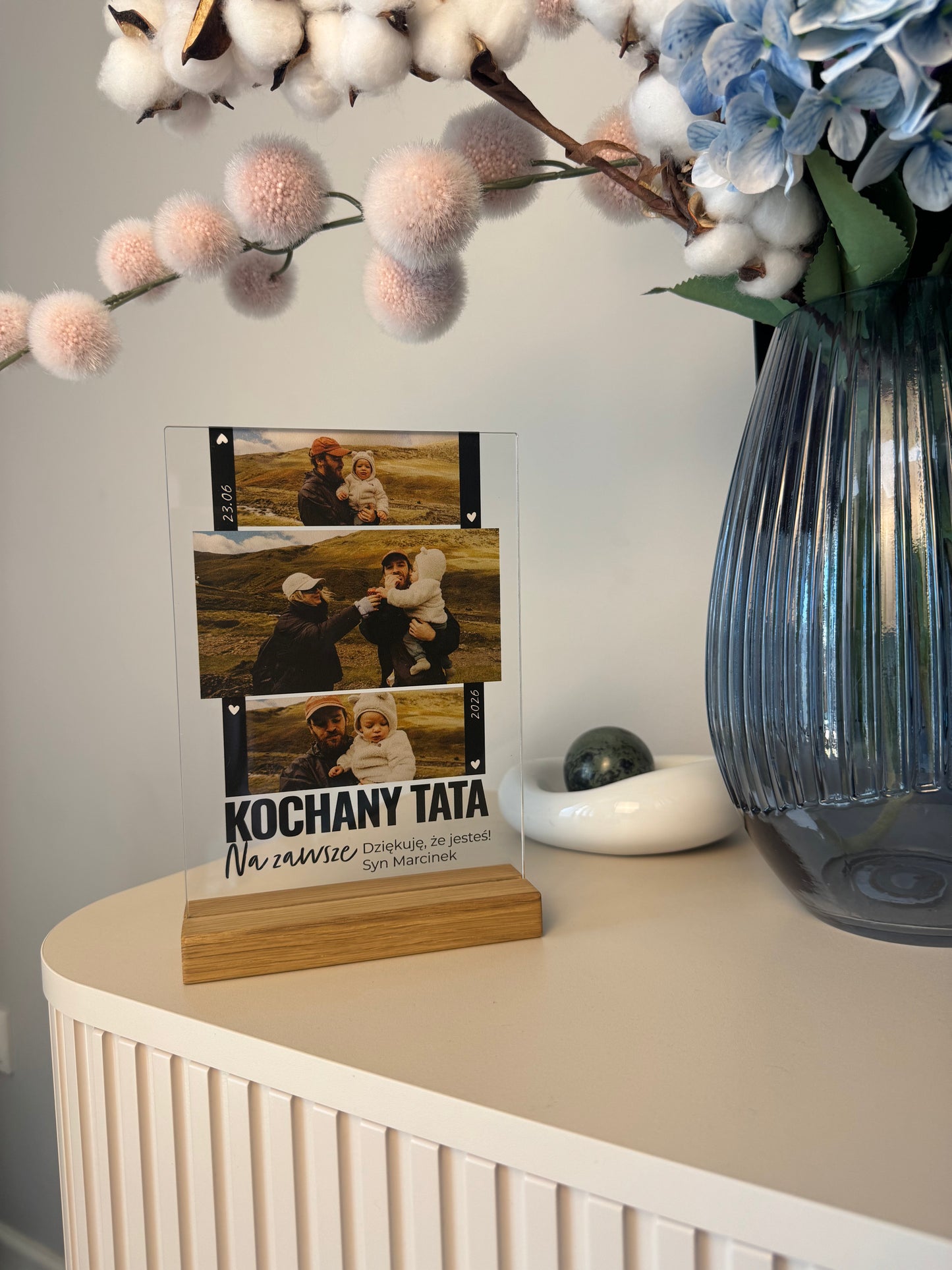 Personalizowana Tabliczka "Tata w Trzech Kadrach"