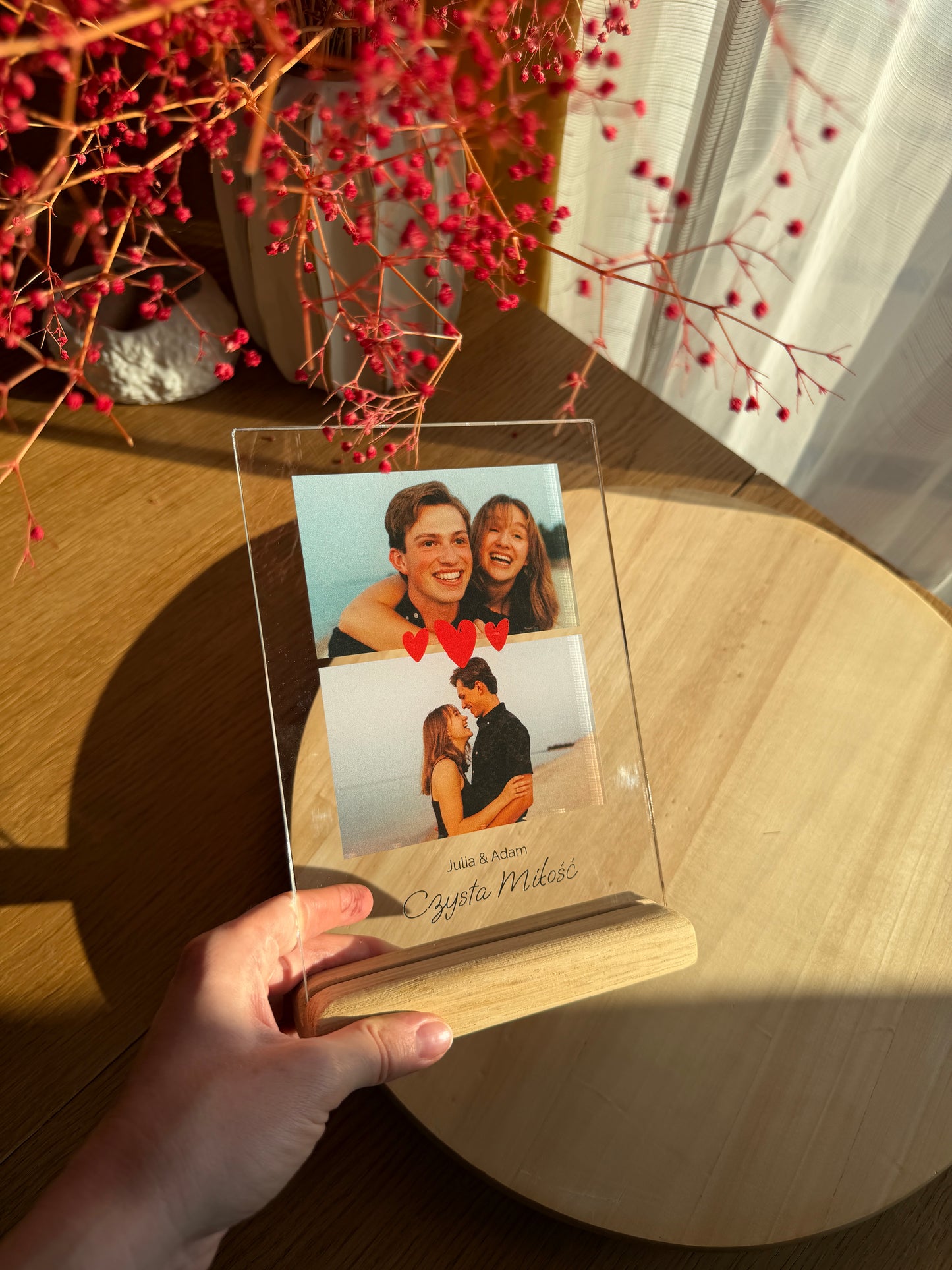 Personalizowana Tabliczka "Serduszka" (1 lub 2 zdjęcia)