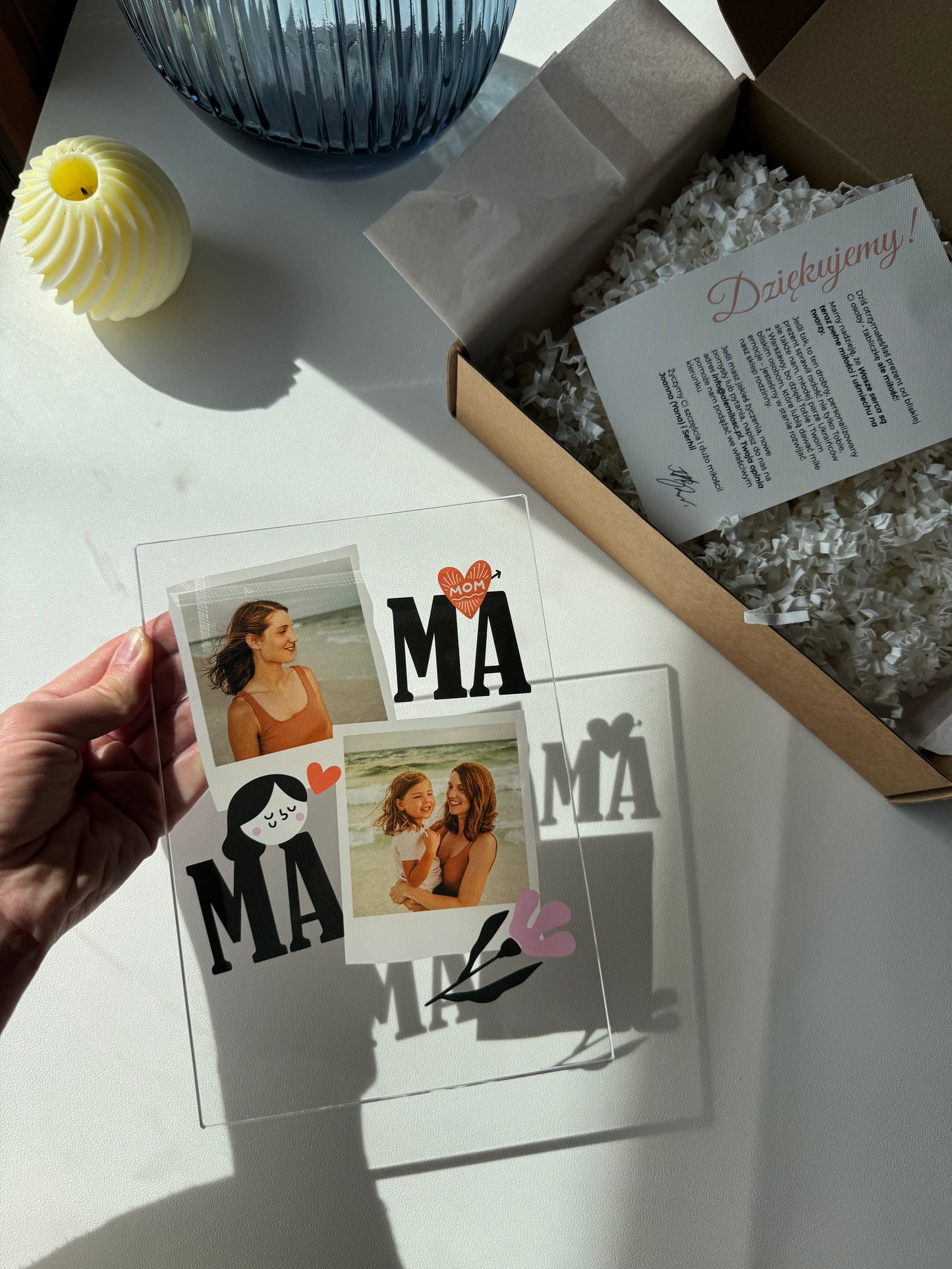 Personalizowana Tabliczka "Mama Polaroid" (2 zdjęcia)